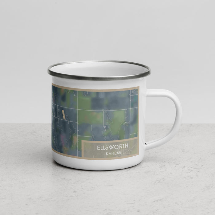 Right View Custom Ellsworth Kansas Map Enamel Mug in Afternoon