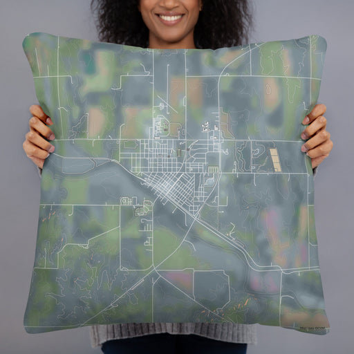 Person holding 22x22 Custom Ellsworth Kansas Map Throw Pillow in Afternoon