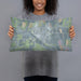 Person holding 20x12 Custom Ellsworth Kansas Map Throw Pillow in Afternoon