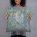 Person holding 18x18 Custom Ellsworth Kansas Map Throw Pillow in Afternoon