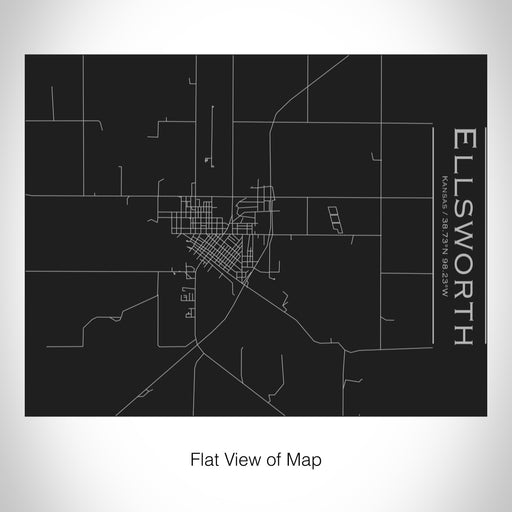 Rendered View of Ellsworth Kansas Map on 20oz Stainless Steel Insulated Bottle with Bamboo Top in Black