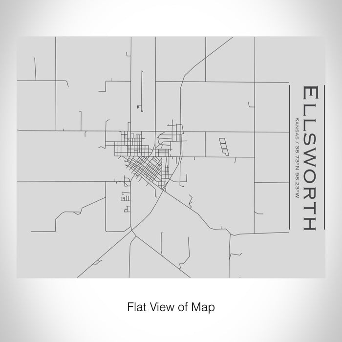 Rendered View of Ellsworth Kansas Map on 20oz Stainless Steel Insulated Bottle with Bamboo Top