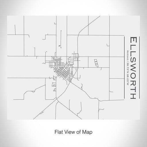 Rendered View of Ellsworth Kansas Map on 20oz Stainless Steel Insulated Bottle with Bamboo Top in White