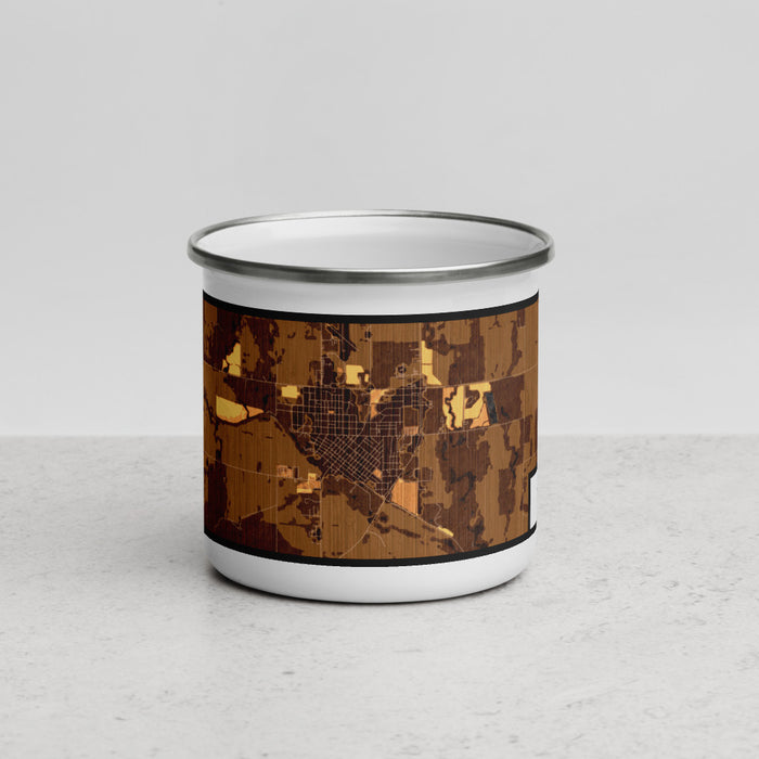 Front View Custom Ellsworth Kansas Map Enamel Mug in Ember