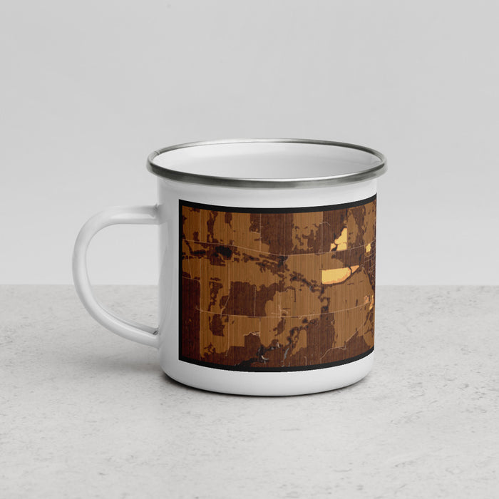 Left View Custom Ellsworth Kansas Map Enamel Mug in Ember