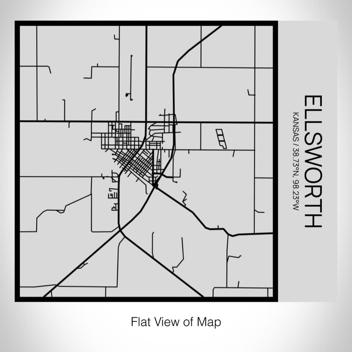 Rendered View of Ellsworth Kansas Map on 17oz Stainless Steel Insulated Tumbler in Tactile Lines with Succulent in Background