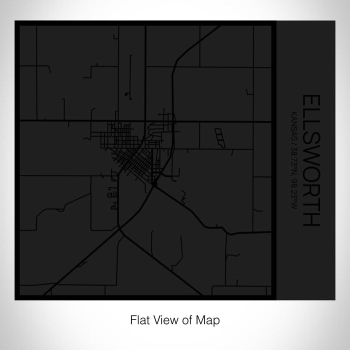 Rendered View of Ellsworth Kansas Map on 17oz Stainless Steel Insulated Tumbler in Matte Black with Tactile Lines