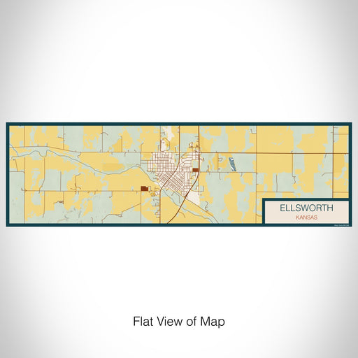 Flat View of Map Custom Ellsworth Kansas Map Enamel Mug in Woodblock