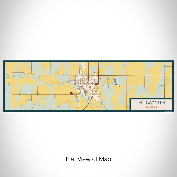 Flat View of Map Custom Ellsworth Kansas Map Enamel Mug in Woodblock