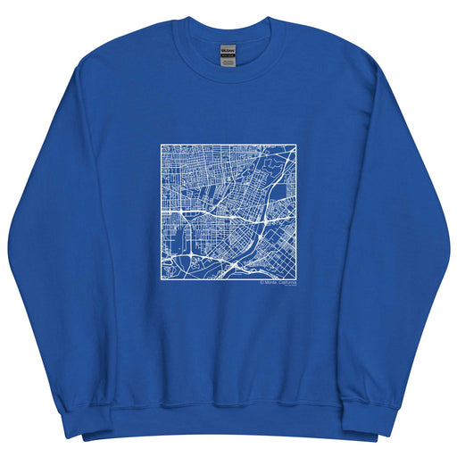 El Monte California  Map Unisex Crewneck Sweater with City inscription in Royal Blue