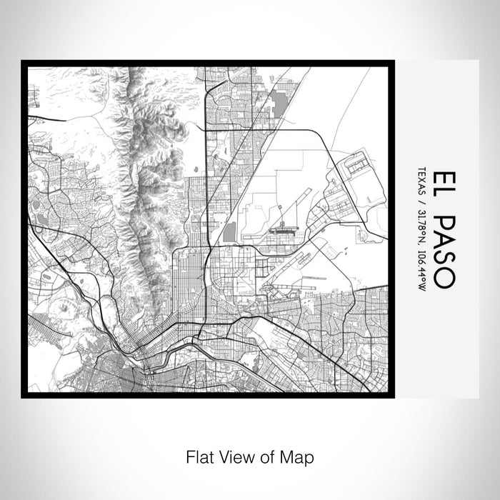 Rendered View of El Paso Texas Map on 20oz Stainless Steel Insulated Bottle with Bamboo Top with printed classic style map