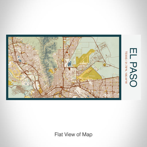 Rendered View of El Paso Texas Map on 17oz Stainless Steel Insulated Bottle with printed woodblock style map