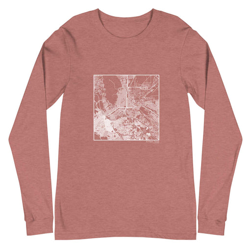 El Paso Texas  Map Unisex Long-Sleeve T-shirt with City inscription in Heather Mauve