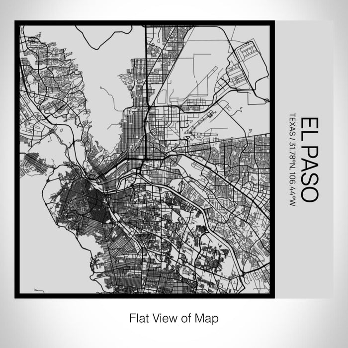 Rendered View of El Paso Texas Map on 17oz Stainless Steel Insulated Tumbler in Tactile Lines with Succulent in Background