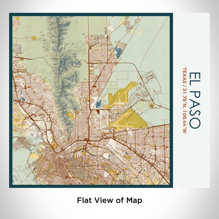 Rendered View of El Paso Texas Map on 17oz Stainless Steel Insulated Tumbler in Woodblock Map Style