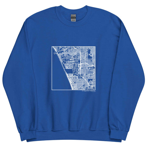 El Segundo California  Map Unisex Crewneck Sweater with City inscription in Royal Blue
