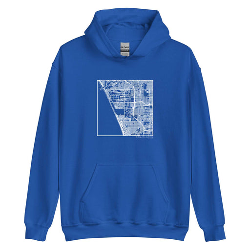El Segundo California  Map Unisex Hoodie Sweater with City inscription in Royal Blue