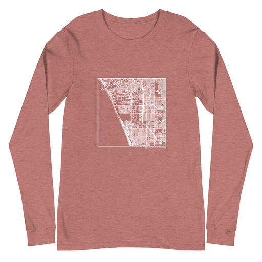 El Segundo California  Map Unisex Long-Sleeve T-shirt with City inscription in Heather Mauve