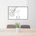 24x36 Ely Nevada Map Print Lanscape Orientation in Classic Style Behind 2 Chairs Table and Potted Plant