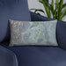 Custom Ely Nevada Map Throw Pillow in Afternoon on Blue Colored Chair