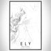 Ely Nevada Map Print Portrait Orientation in Classic Style With Shaded Background