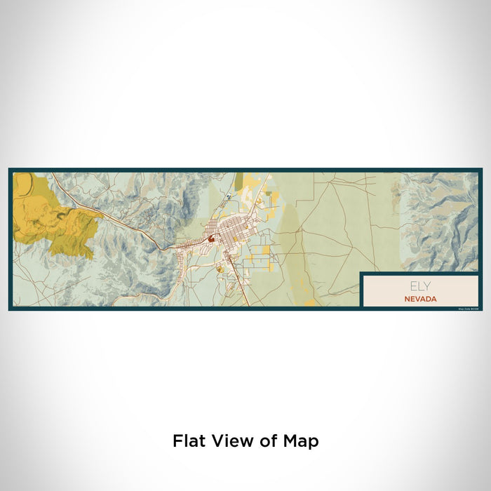 Flat View of Map Custom Ely Nevada Map Enamel Mug in Woodblock