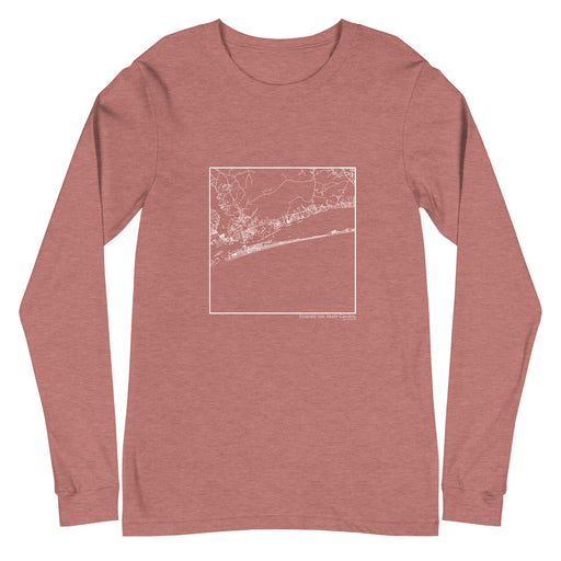 Emerald Isle North Carolina  Map Unisex Long-Sleeve T-shirt with City inscription in Heather Mauve