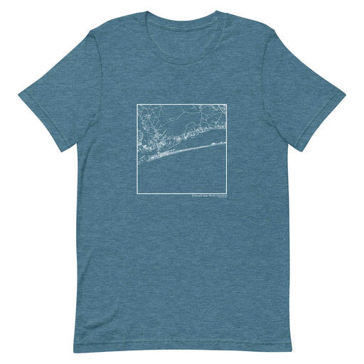 Emerald Isle North Carolina  Map Unisex T-Shirt with City inscription in Heather Teal