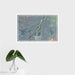 16x24 Emigrant Montana Map Print Landscape Orientation in Afternoon Style With Tropical Plant Leaves in Water