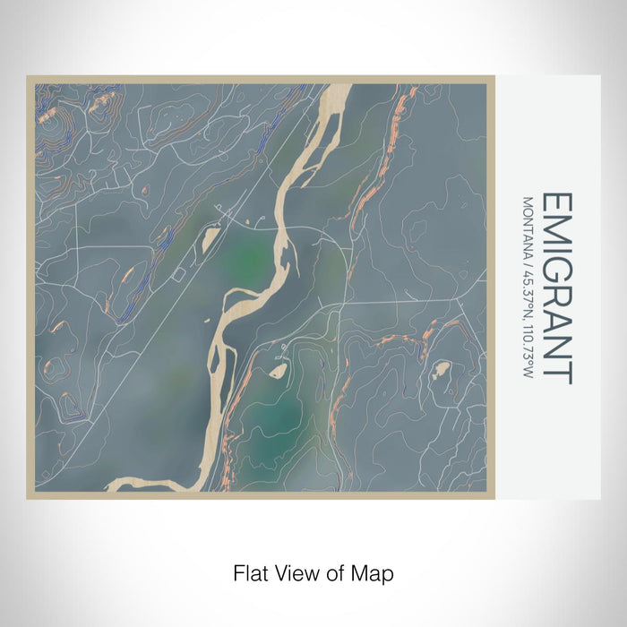 Rendered View of Emigrant Montana Map on 20oz Stainless Steel Insulated Bottle with Bamboo Top with printed afternoon style map