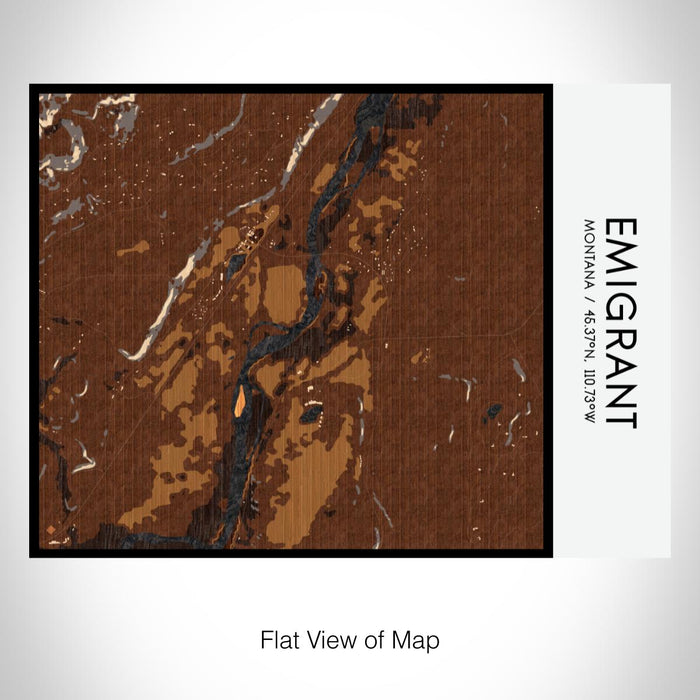 Rendered View of Emigrant Montana Map on 20oz Stainless Steel Insulated Bottle with Bamboo Top with printed ember style map