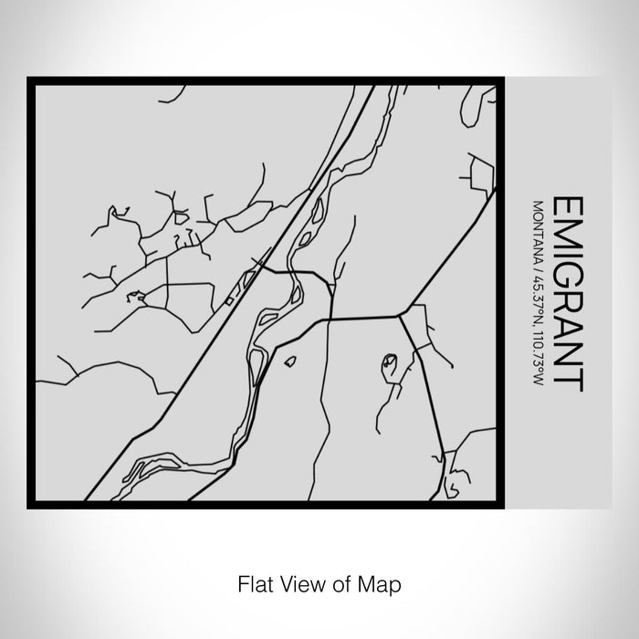 Rendered View of Emigrant Montana Map on 20oz Stainless Steel Insulated Bottle with Bamboo Top with printed Tactile Lines Map in Black