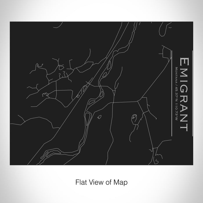 Rendered View of Emigrant Montana Map on 20oz Stainless Steel Insulated Bottle with Bamboo Top in Black