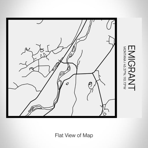 Rendered View of Emigrant Montana Map on 20oz Stainless Steel Insulated Bottle with Bamboo Top in Matte White with printed Tactile Lines Map in Black