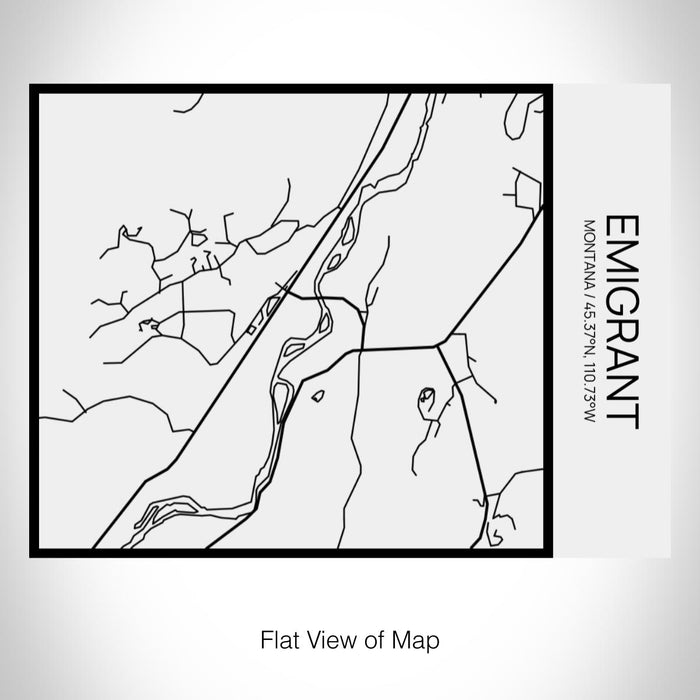 Rendered View of Emigrant Montana Map on 20oz Stainless Steel Insulated Bottle with Bamboo Top in Matte White with printed Tactile Lines Map in Black