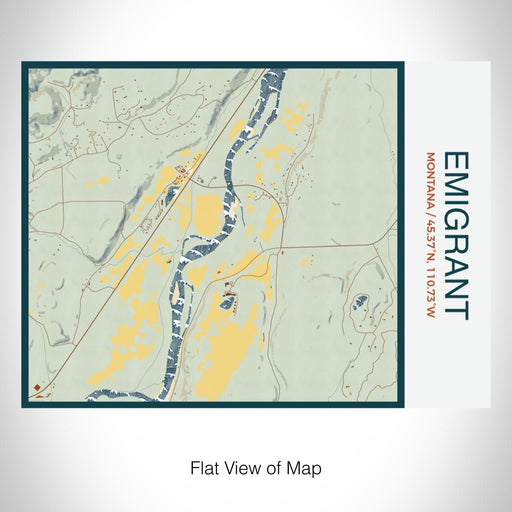 Rendered View of Emigrant Montana Map on 20oz Stainless Steel Insulated Bottle with Bamboo Top with printed woodblock style map