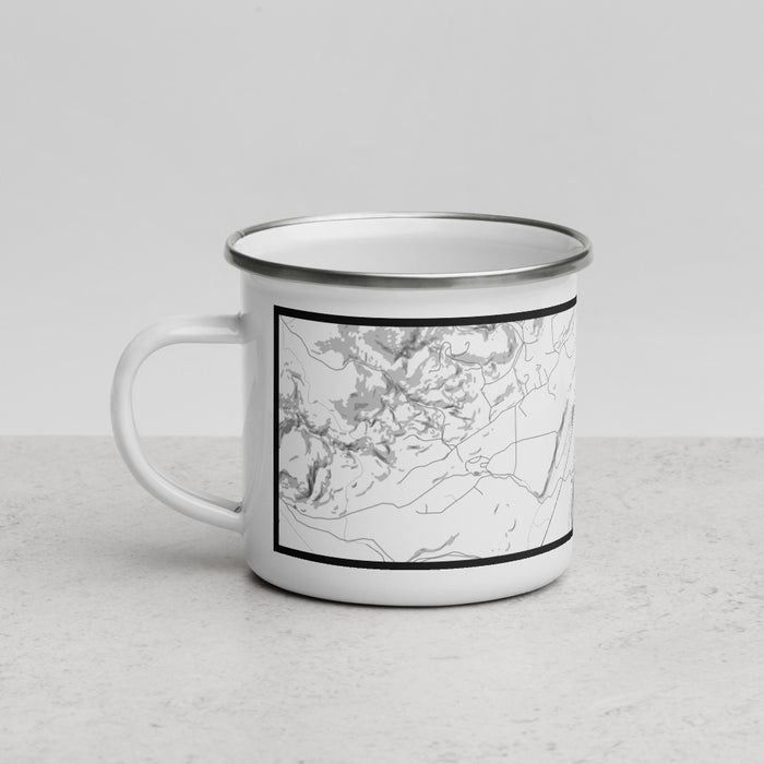 Left View Custom Emigrant Montana Map Enamel Mug in Classic
