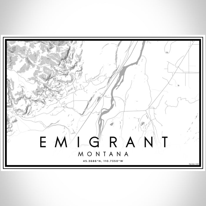 Emigrant Montana Map Print Landscape Orientation in Classic Style With Shaded Background