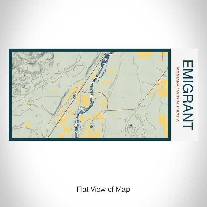 Rendered View of Emigrant Montana Map on 17oz Stainless Steel Insulated Bottle with printed woodblock style map