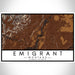 Emigrant Montana Map Print Landscape Orientation in Ember Style With Shaded Background