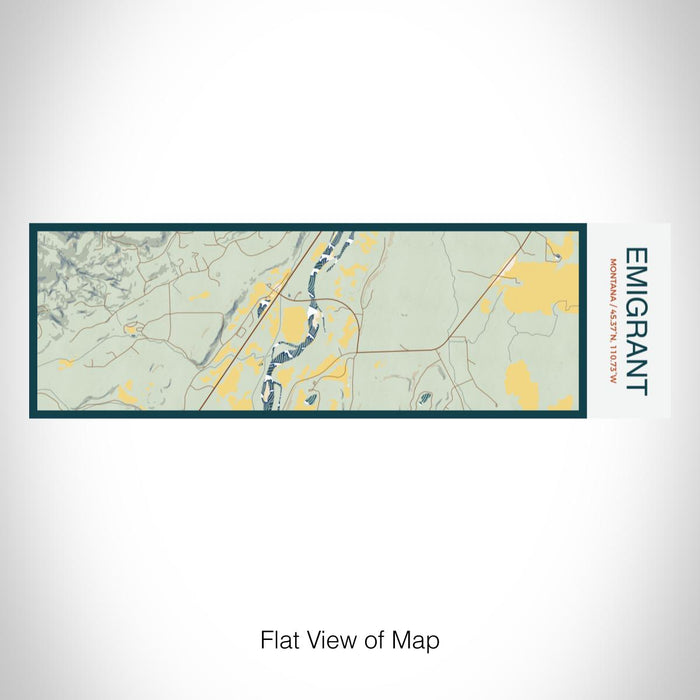 Rendered View of Emigrant Montana Map on 10oz Stainless Steel Insulated Cup in Woodblock with Sliding Lid