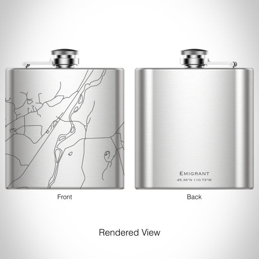 Rendered View of Emigrant Montana Map on 6oz Stainless Steel Flask