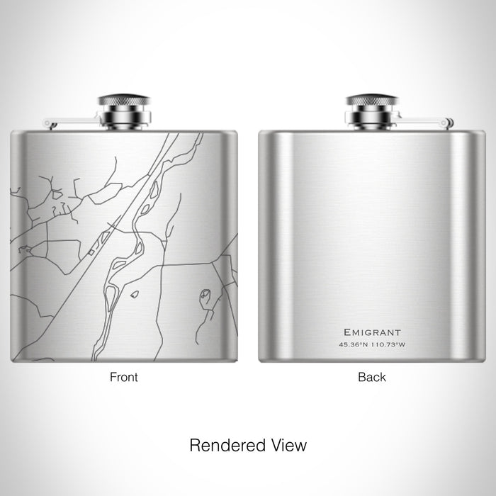 Rendered View of Emigrant Montana Map on 6oz Stainless Steel Flask