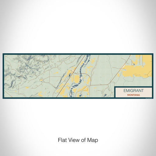 Flat View of Map Custom Emigrant Montana Map Enamel Mug in Woodblock