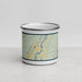 Front View Custom Emigrant Montana Map Enamel Mug in Woodblock