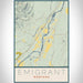 Emigrant Montana Map Print Portrait Orientation in Woodblock Style With Shaded Background