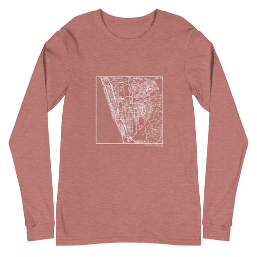 Encinitas California  Map Unisex Long-Sleeve T-shirt with City inscription in Heather Mauve