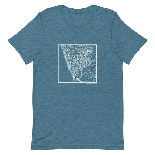 Encinitas California  Map Unisex T-Shirt with City inscription in Heather Teal