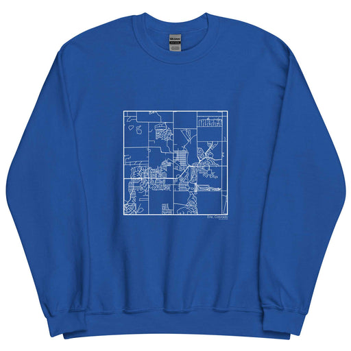 Erie Colorado  Map Unisex Crewneck Sweater with City inscription in Royal Blue