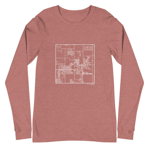 Erie Colorado  Map Unisex Long-Sleeve T-shirt with City inscription in Heather Mauve